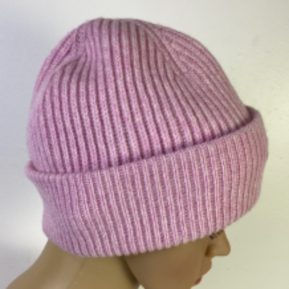 GANNI Pink Rib Knit Structured Beanie Hat - Pink main image 7